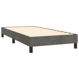 Cadre de lit rembourré en velours gris foncé 100% polyester, fabriqué en contreplaqué et bois d'ingénierie - Product Image 4