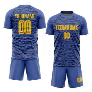 Camiseta de Fútbol Personalizada para Hombre, Azul a Rayas, Sublimada, Manga Corta, Absorbe la Humedad, Corte Atlético, Uniforme Deportivo - Product Image 2