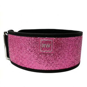 Ceinture de musculation rose pailletée RW avec boucle réglable, soutien lombaire unisexe pour l'entraînement de force - Product Image 1