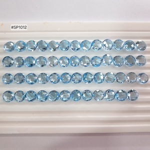 Topaze bleue ciel 3A 100% naturelle exclusive, taille ronde à motifs, ensemble de pierres précieuses en vrac de 10,00x10,00 mm, total 217,2 CT, pour la création de bijoux pendentifs - Product Image 2