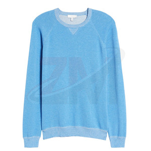 Pull tendance pour homme, bleu clair, manches raglan, col rond, tricot uni, coupe décontractée, vêtement d'automne - Product Image 5
