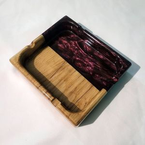 Cendrier rustique fait à la main, écologique, en bois et résine, décoration pour fumer, unique et élégant - Product Image 4