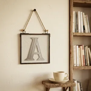 Artisan Design Modern <b>Brass</b>/Glass <b>Letter</b> a Square Frame Wall Hanging Home Decor for Living Room Office Diwali & Ramadan - Product Image 3