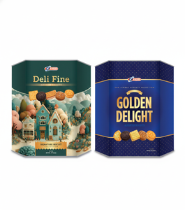 Assortiment de biscuits sucrés à la crème de vanille, café et cacao en boîte – Combo de biscuits de haute qualité – Produits malaisiens très demandés - Product Image 1