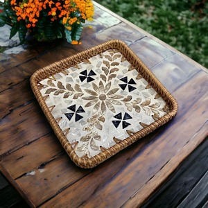 Juego de Platos de Servir de Ratán con Incrustaciones de Madreperla Hechos a Mano para Aperitivos, Dátiles, Dulces, Té y Café - Product Image 2