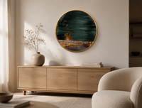 Art mural en porcelaine cristalline, texture métallique dorée abstraite, impression UV, taille personnalisée, décoration de luxe