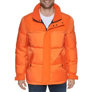 Veste matelassée orange pour homme, coupe-vent, fermeture éclair, col montant, vêtement d'hiver décontracté, coque en polyester, coupe régulière - Product Image 2