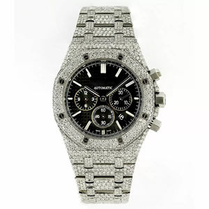 Montre à quartz pour homme en acier inoxydable, style Hip Hop Iced Out, avec diamants Moissanite VVS, bracelet de 20 mm et cadran en verre - Product Image 1