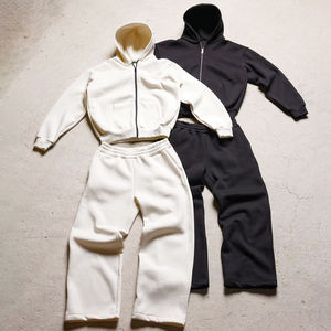 Custom Quality Two Pieces Sets Vintage Blank <b>Hoodie</b> and Sweatpants Sweat Track Suit Gym Zip up Baggy Oversize Plain Tracksuit - Product Image 1