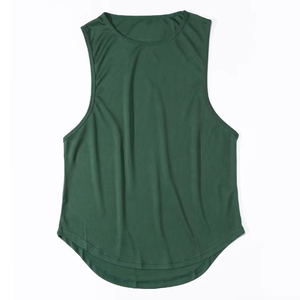 Camiseta sin Mangas para Hombre, Color Naranja, Cuello Redondo, Informal, de Secado Rápido, Deportiva, Tejida, de Color Sólido, Poliéster - Product Image 4