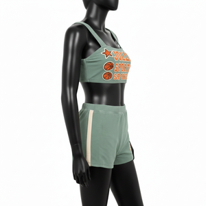 Conjunto de Bikini Premium para Mujer, Poliéster Suave GSM con Spandex, Color Verde Menta, Pantalones Cortos con Paneles Laterales, Logotipo Bordado, Conjunto de Bikinis para Mujer - Product Image 3