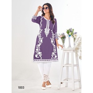 ATRACTIVE GEORGETTE BORDADO TRABAJO TOP PANT SET LAVANDA - Product Image 1