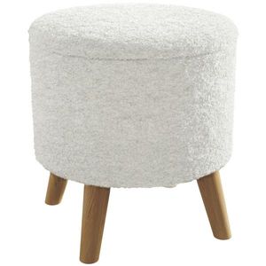 Sgabello Ottomano Rotondo Contemporaneo Fatto a Mano con Vano Contenitore per Casa e Hotel - Product Image 2