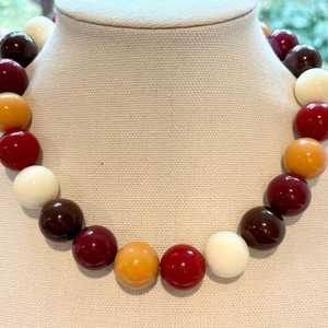 Round Resin Bead Necklace With Blue Cylinder Accents Fashion Jewelry For Women - Product Image 6