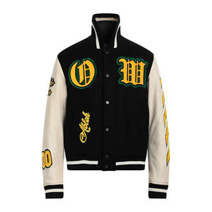 Veste universitaire design personnalisé pour hommes avec col montant, manteau de baseball long et épais avec broderie 3D et patchs Letterman - Product Image 1