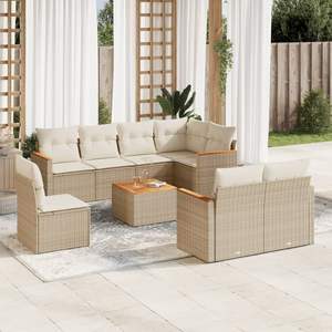 Grand ensemble de canapés de jardin modulaires en rotin PE beige, meubles de jardin modulaires confortables - Product Image 1