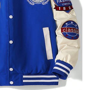 Veste universitaire bleue pour femme, manches longues, col rabattu, simple boutonnage, broderie lettre A, logo basketball, tenue d'automne - Product Image 4