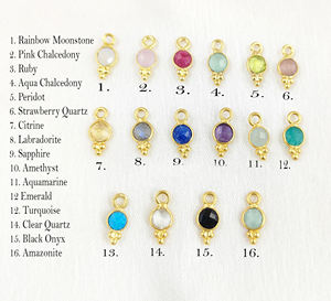 Quartz clair pierres précieuses 4mm forme ronde pendentif avec lunette fantaisie or Vermeil rhodié placage minuscule charme bijoux fins accessoire - Product Image 2