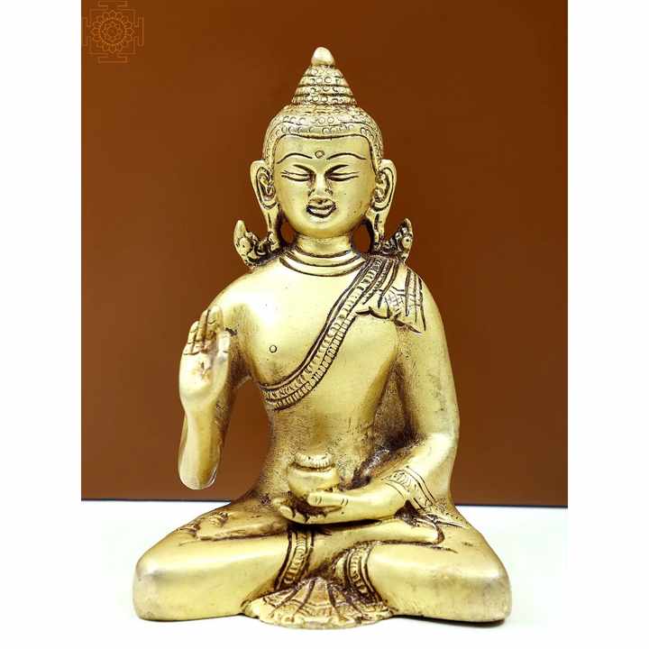 Handmade 5-Inch Brass Sculpture of Gautam Buddha Preaching His Dharma Made in India
