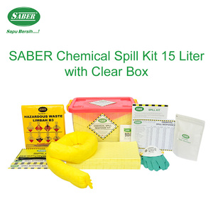 Kit de Respuesta a Derrames Químicos de 15L con Caja de Plástico Transparente para Laboratorio y Fábrica - Product Image 4