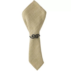 <b>Black</b> Metal Double Spiral <b>Napkin</b> Ring for Beige Linen Cloth Dining Table Decor - Product Image 1