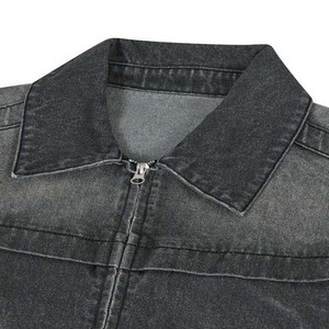 Chaqueta de Mezclilla Lavada para Hombre, Color Sólido, Cuello Camisero, Cierre de Cremallera, Estilo Casual Otoñal, Corte Regular, 100% Algodón Tejido - Product Image 4