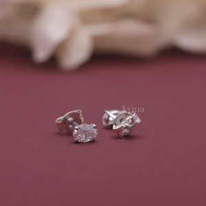 IGI Certified Lab Grown Diamond Oval Solitaire Stud <b>Earrings</b> in Solid 925 Sterling <b>Silver</b> | Classic Luxury Diamond <b>Earrings</b> - Product Image 4