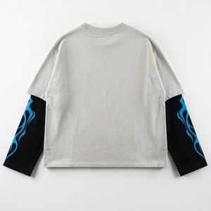 เสื้อยืดพิมพ์ลายกราฟิกสไตล์วินเทจทรงโอเวอร์ไซส์ Glory Custom รุ่นใหม่สุดเทรนดี้ เสื้อยืดแขนยาวสองชั้น สำหรับใส่สตรีทแวร์แบบยูนิเซ็กส์ - Product Image 2