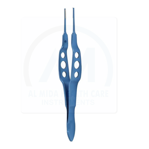 Pinzas para atar suturas oftálmicas AL MIDA AMHC-R-379 Azules, Instrumento Quirúrgico de Precisión, Manual, Reutilizable, Clase I, Certificado CE - Product Image 1