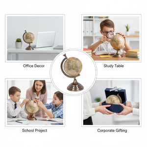 Globo Terráqueo Clásico Grande de Metal |   Mapa de colores detallado |   Soporte Negro Sólido |   Material Educativo y Decorativo para Oficina, Regalo - Product Image 3