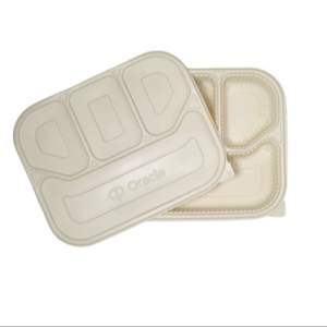 Barquette alimentaire compostable de haute qualité à 4 compartiments en amidon de maïs pour la vente à emporter et la restauration, prix export - Product Image 3