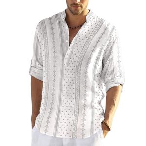 Kurta pour homme en coton et polyester mélangés, coupe classique, manches longues, imprimé, léger, ethnique, pour l'été, à porter au quotidien - Product Image 1