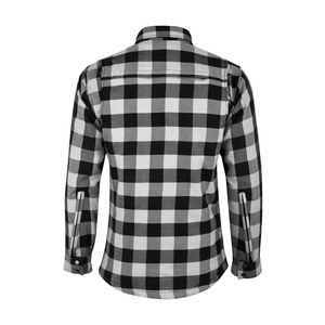 Chemise de motard noire et blanche avec doublure en Kevlar et équipement de protection pour les croisières estivales, chemise en flanelle pour hommes - Product Image 4