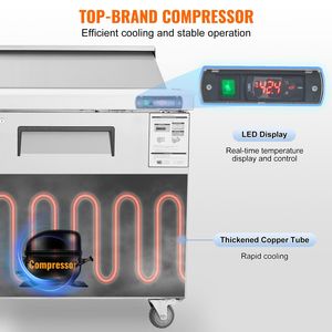 60\" Commercial Stainless Steel Refrigerator Sandwich Salad <b>Prep</b> <b>Table</b> 16.4 Cu. Ft. Commercial <b>Kitchen</b> Refrigeration Equipment - Product Image 5