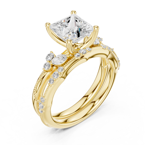 <b>Couple</b> Band For Wedding <b>Rings</b> 14K Gold VS1 E Color 2 CT Princess Cut IGI Lab Grown Diamond Engagement Gift <b>Rings</b> - Product Image 4