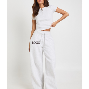 Pantalon droit en molleton pour femme grande taille, personnalisé, style streetwear, avec logo brodé, pour le fitness et la gym, vente en gros - Product Image 1