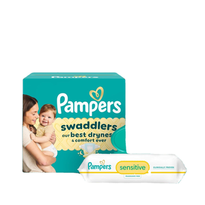 Pañales desechables Pampers Swaddlers talla 1, 198 unidades con toallitas húmedas sensibles a base de agua, 4 paquetes con tapa abatible (336 unidades) - Product Image 3