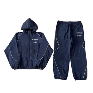 Ensemble coupe-vent surdimensionné pour homme avec fermeture éclair OEM, style streetwear décontracté pour le printemps, léger, logo personnalisé, 100% nylon, survêtement coupe-vent - Product Image 2