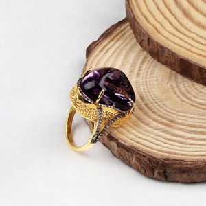 Bague de guérison en améthyste et diamant exquis en argent sterling 925 bijoux de créateur élégants pour femmes vente en gros - Product Image 6