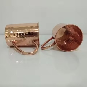Custom Logo Solid Copper Moscow Mule Party Mug Pure Copper Cup with Straw Coaster for <b>Beer</b> Cocktail - Product Image 4
