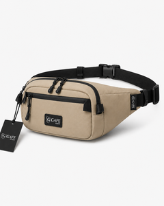 Sac banane en nylon GAPE, sangle réglable, léger, unisexe, sport de plein air, décontracté, fermeture éclair, couleur unie beige, variété - Product Image 3