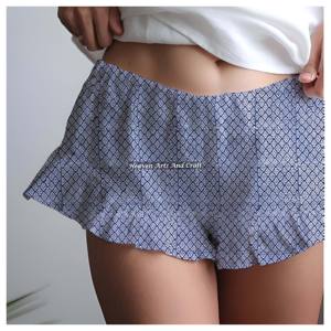 Shorts d'été pour femmes et filles en coton à volants, inspirés par la nature, 100 % coton, imprimés à la main - Product Image 2
