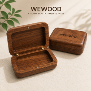Caja de Regalo Rectangular de Madera de Lujo con Grabado Personalizado WEWOOD OEM ODM |   Caja de Almacenamiento Magnética de Madera Sólida para Empaque de Joyería - Product Image 1