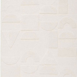 Alfombra Geométrica Moderna Color Crema, Alfombra Texturizada Abstracta en Tono Marfil, Alfombra Decorativa Contemporánea para Sala de Estar Minimalista - Product Image 5