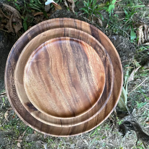 Juego de Platos de Madera Hechos a Mano, Vajilla de Madera Natural, Platos de Madera para Cena, Platos Redondos para Postre, para el Hogar - Product Image 6