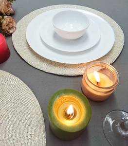 Set de table en coton polyester antidérapant motif bohème, creux, or et argent, diamètre 300 mm, écologique, pour cuisine Cedar Space - Product Image 2