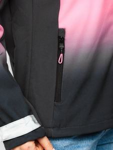 Veste polaire à capuche dégradé rose et noir coupe-vent sportive avec fermeture éclair coupe classique pour l'automne - Product Image 6
