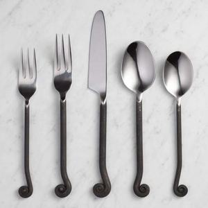Best Quality Stainless Steel Silver Matte Polished <b>Knife</b> <b>Fork</b> <b>Spoon</b> Flat Bold Rectangular Handle Luxury <b>Spoon</b> <b>Fork</b> & <b>Knife</b> <b>Set</b> - Product Image 5