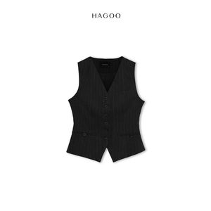 Chaleco Elegante para Mujer al por Mayor, Cuello en V, Sin Mangas, Botón Único, Cintura Ajustable con Correa, Rayas, Textura Italiana, Oficina A9045 - Product Image 1