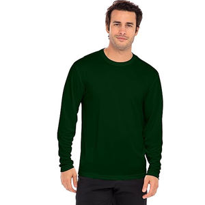 T-shirt pour homme à manches longues surdimensionné en Spandex/Polyester avec motif imprimé personnalisé, tissu gaufré respirant, teinture unie - Product Image 2